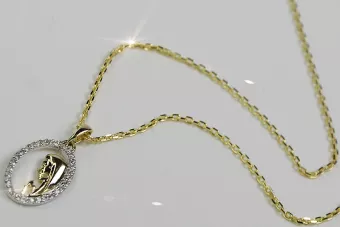 14k gold Mother of God medallion & Anchor chain pm011y&cc003y