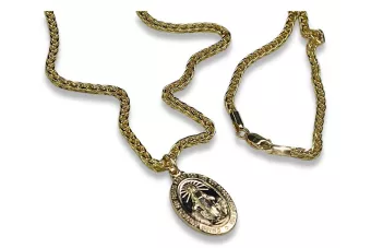 14k gold Mother of God medallion & Spiga chain pm006y&cc036y