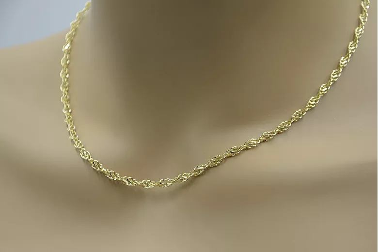 Vintage rose (Italian yellow) gold Rope Singapore chain cc076