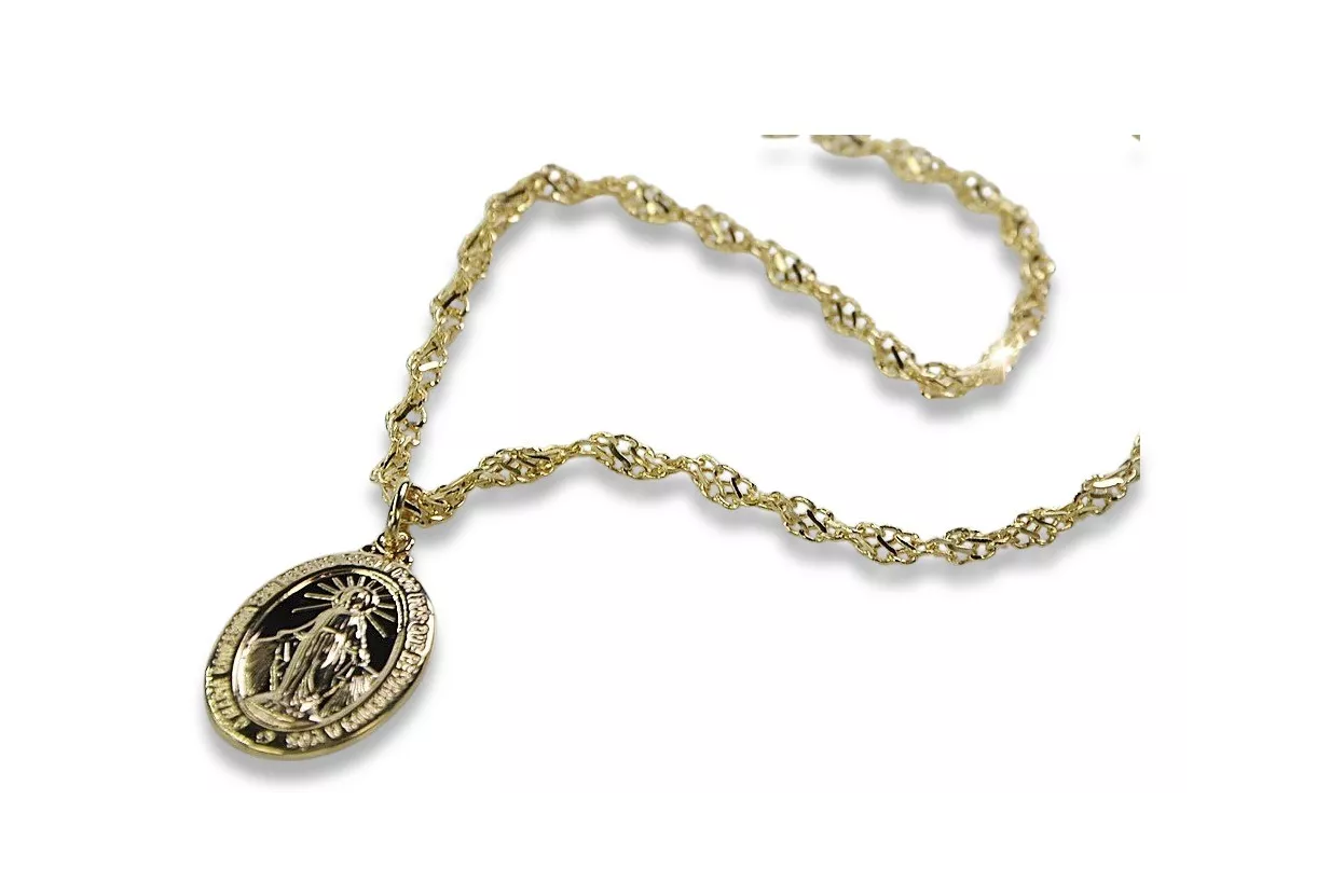 Mutter Gottes Medaillon & Schlange 14k Goldkette pm006y&cc076y