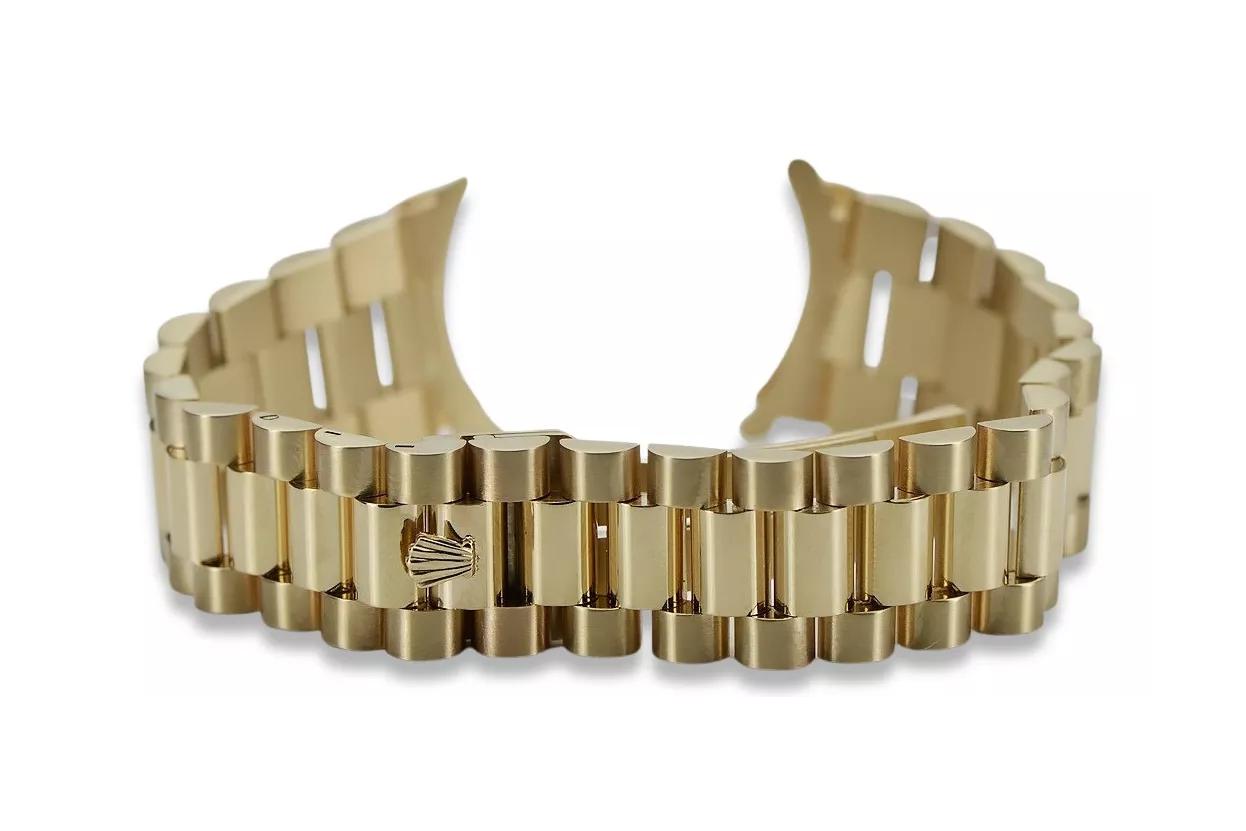 Pulsera de reloj estilo Rolex de oro amarillo de 14k mbw015y