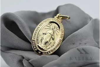 Złoty-Medaille ikona z żółtego 14k złoto 585 Bozia pm006y