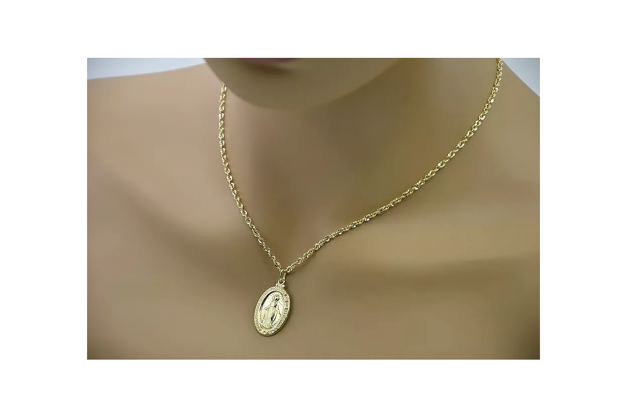 Mother of God medallion & Snake 14k gold chain pm006y&cc074y