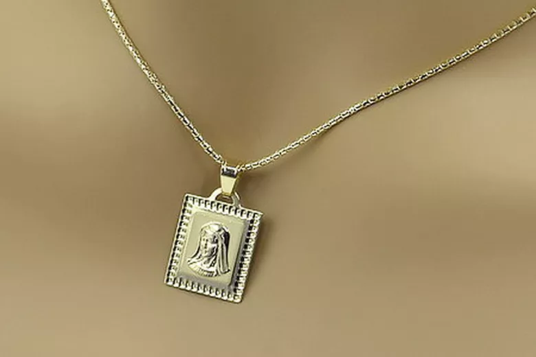 Mother of God 14k gold medallion & chain pm002y&cc080y