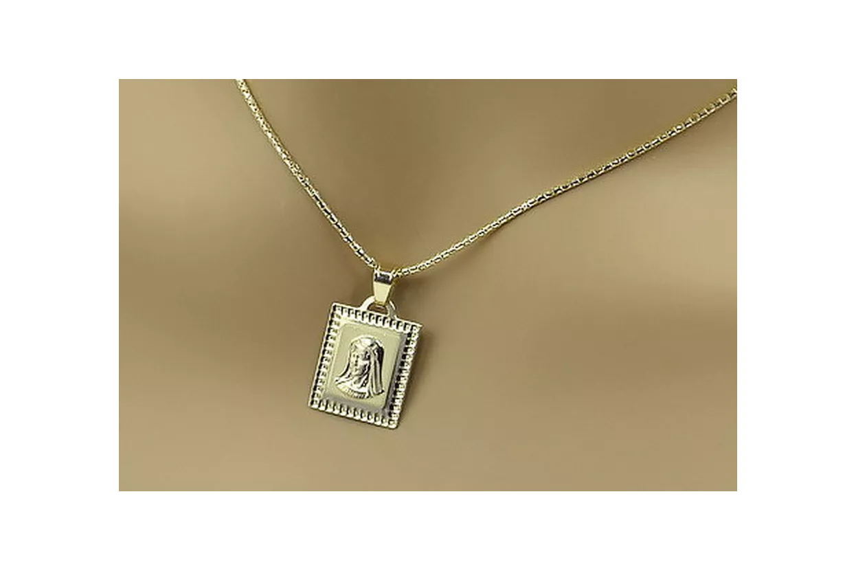 Mother of God 14k gold medallion & chain pm002y&cc080y