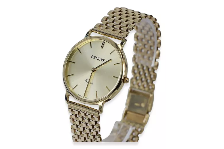 Gold men's watch Geneve ★ zlotychlopak.pl ★ Gold purity 585 333 Low Price!