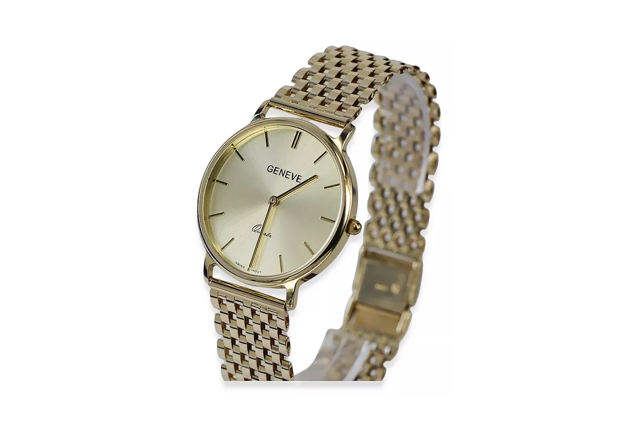 Gold men's watch Geneve ★ zlotychlopak.pl ★ Gold purity 585 333 Low Price!