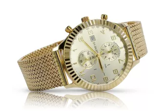 Дамски златен часовник с унисекс гривна 14k 585 Geneve mw007y&mbw014y-f