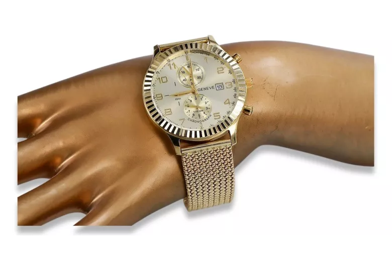 Reloj de mujer en oro con pulsera unisex 14k 585 Geneve mw007y&mbw014y-f