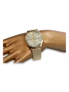 Złoty zegarek damski z bransoletą unisex 14k 585 Geneve mw007y&mbw014y-f