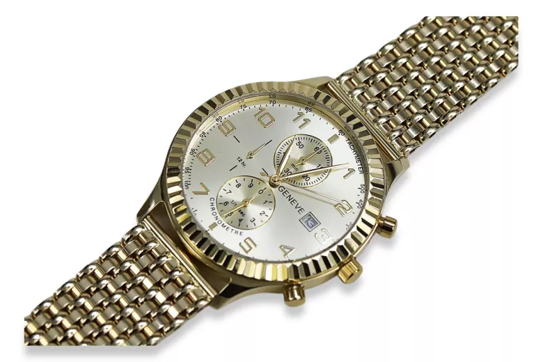 Gold men's watch Geneve ★ zlotychlopak.pl ★ Gold purity 585 333 Low Price!