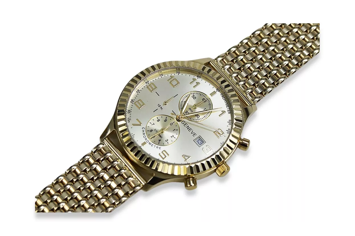 Reloj de mujer en oro con pulsera unisex 14k 585 Geneve mw007y&mbw013y-f