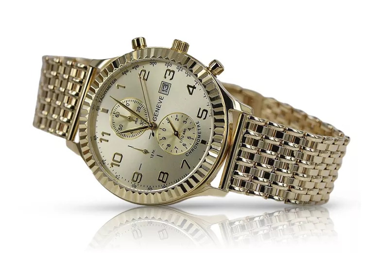 Reloj de mujer en oro con pulsera unisex 14k 585 Geneve mw007y&mbw013y-f