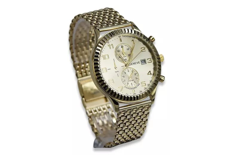 Reloj de mujer en oro con pulsera unisex 14k 585 Geneve mw007y&mbw013y-f