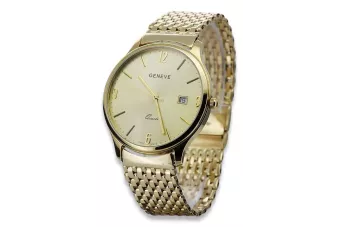 Желтые 14k 585 золотые мужские часы Geneve mw017y&mbw013yo