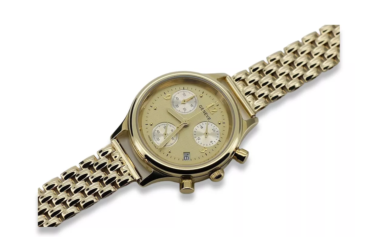 Gold men's watch Geneve ★ zlotychlopak.pl ★ Gold purity 585 333 Low Price!