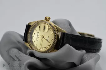 Amarillo 14k oro dama estilo Rolex reloj Geneve lw078ydg