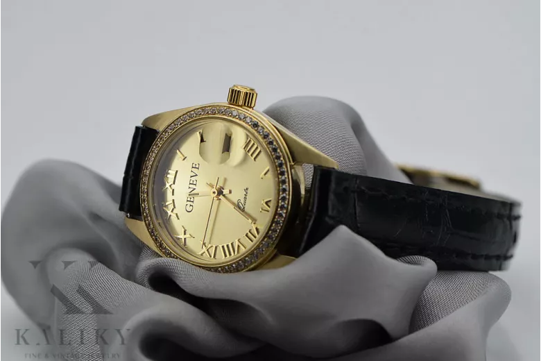 14k Gelbgolddame Uhr Geneve lw078ydg