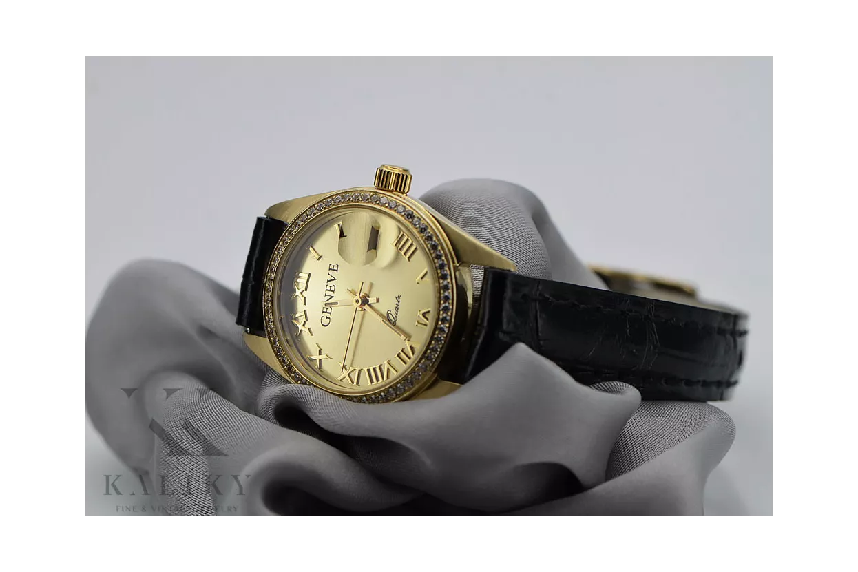 14k Gelbgolddame Uhr Geneve lw078ydg