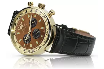 Желтые 14k 585 золотые мужские часы Geneve mw012y-br