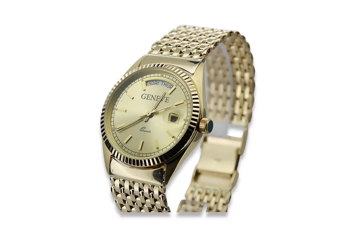 Reloj de oro para hombre Geneve ★ zlotychlopak.pl ★ Pureza de oro 585 333 Precio bajo!