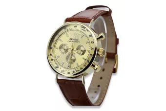 Elegante Herren-Goldarmbanduhr 14k 585 Geneve mw012y-y