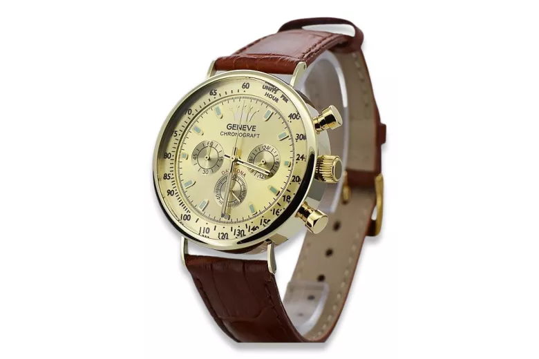 Ceas elegant cu curea din aur pentru bărbați 14k 585 Geneve mw012y-y