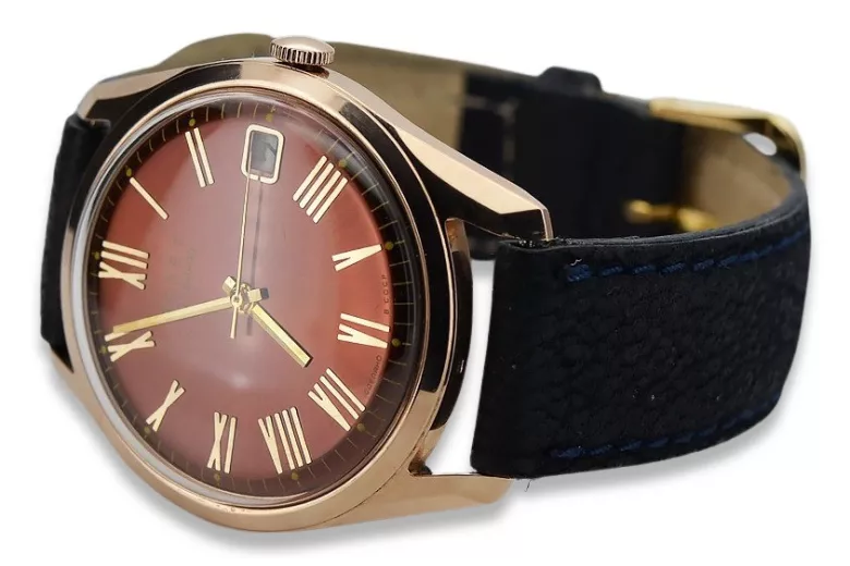 Ruso soviético rosa 14k 585 oro hombre Poliot reloj vw035