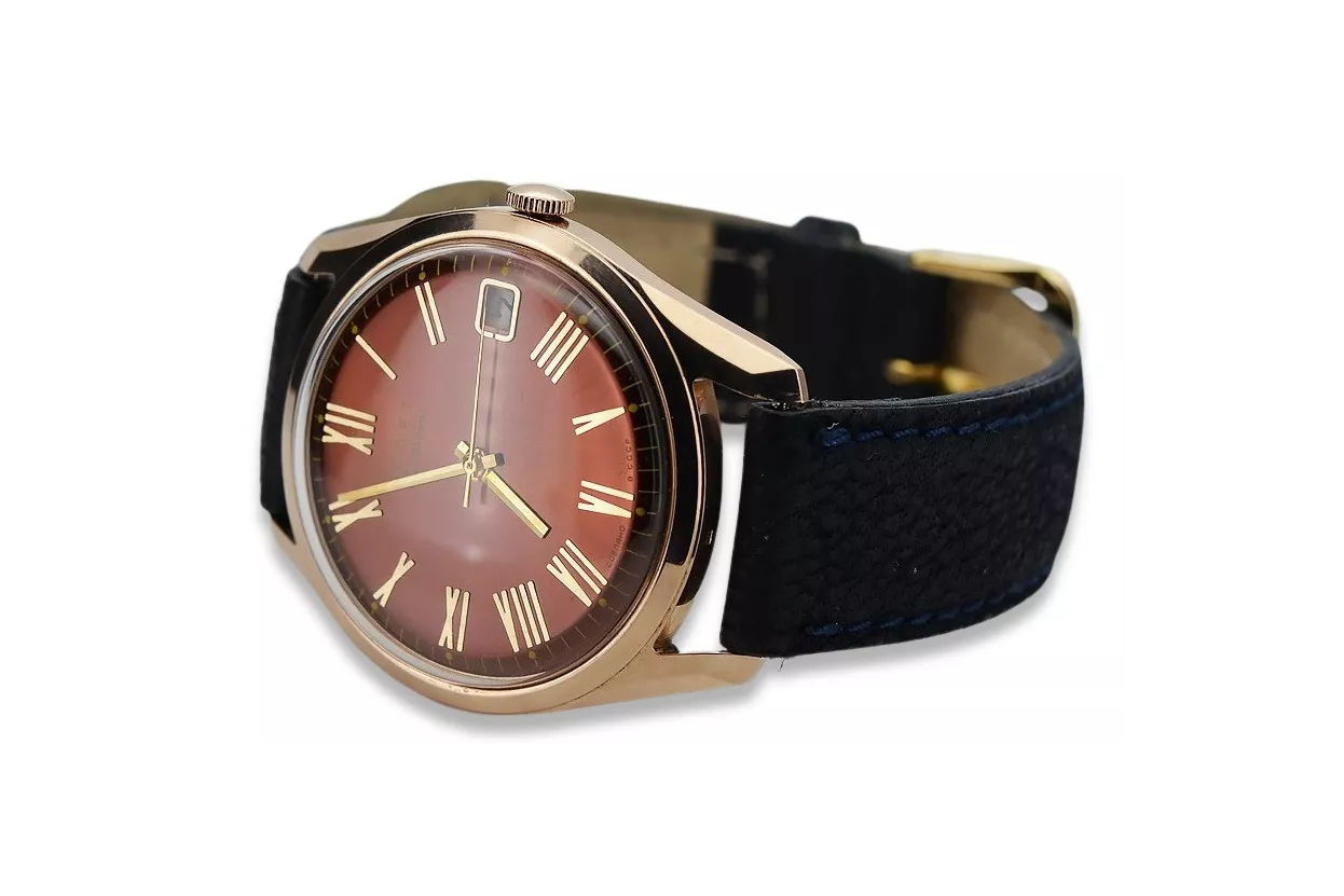 Ruso soviético rosa 14k 585 oro hombre Poliot reloj vw035