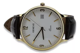 Reloj italiano Geneve para hombre de oro amarillo de 14k mw017ydw