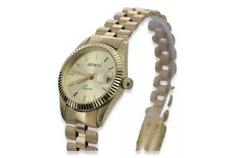 Reloj de pulsera amarillo 14k 585 dorado Reloj Geneve estilo Rolex lw020ydy&lbw009y