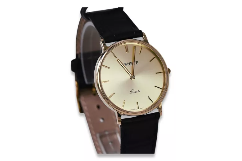 Reloj de oro para hombre Geneve ★ zlotychlopak.pl ★ Pureza de oro 585 333 Precio bajo!