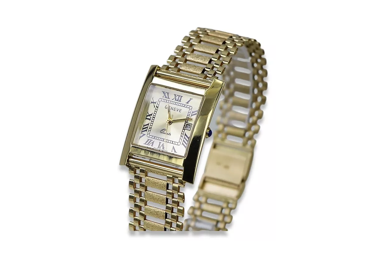 Gold men's watch Geneve ★ zlotychlopak.pl ★ Gold purity 585 333 Low Price!