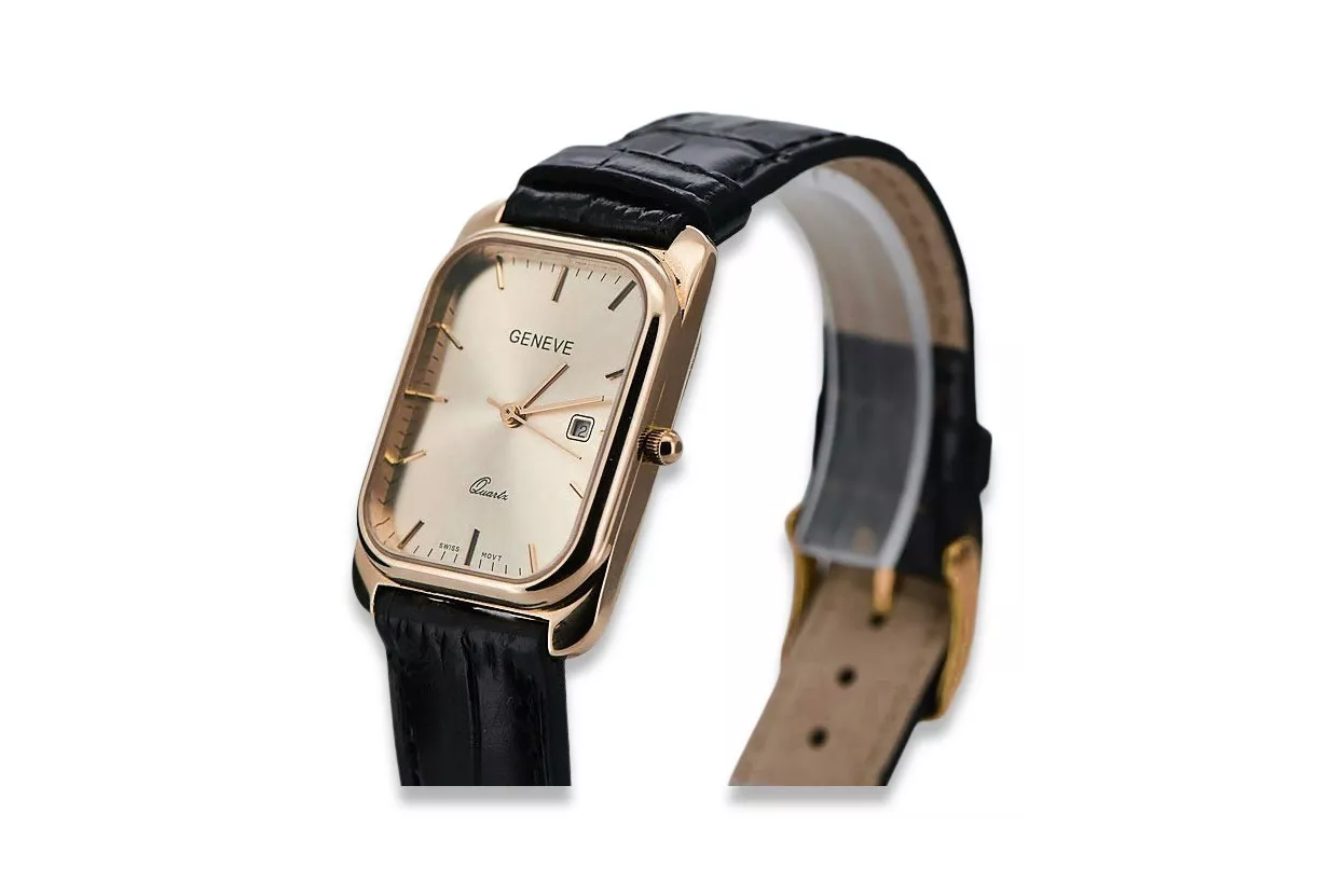 Gold men's watch Geneve ★ zlotychlopak.pl ★ Gold purity 585 333 Low Price!