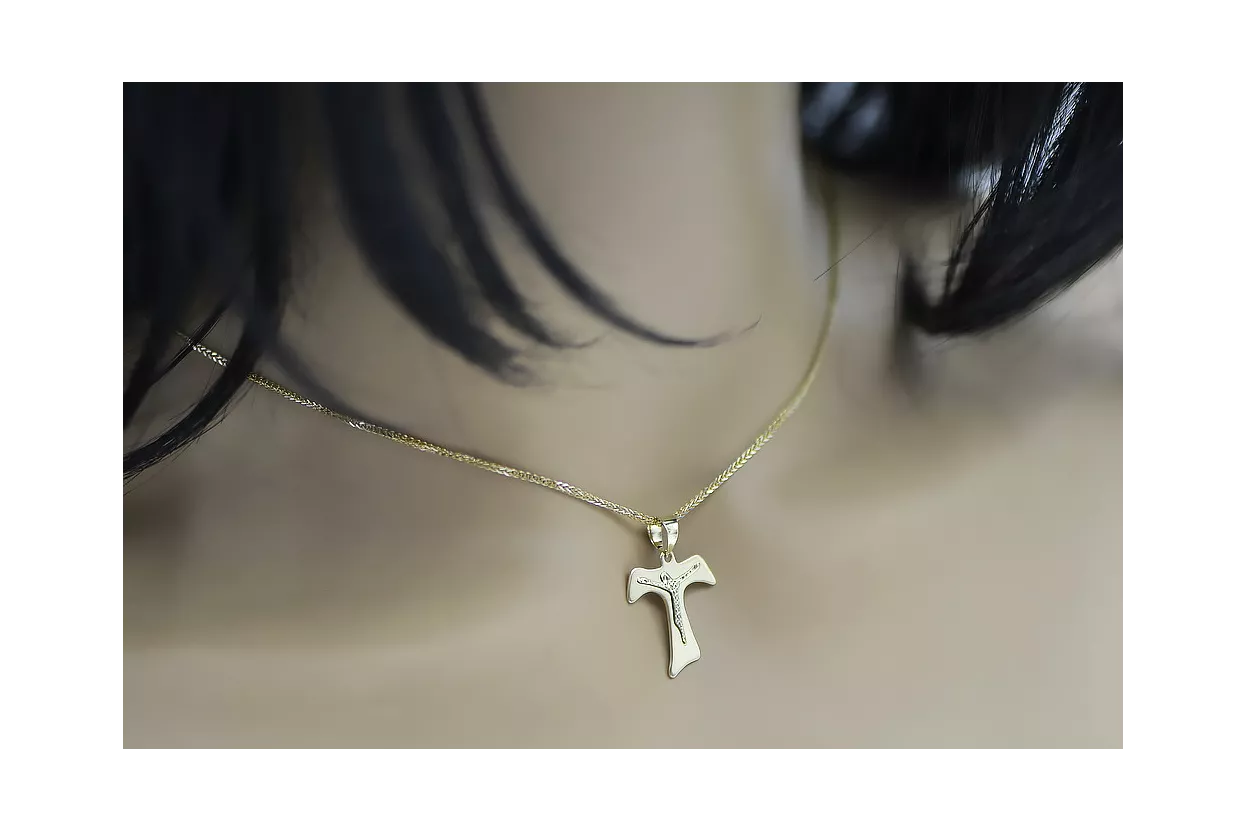 Goldkreuz mit einer Kette ★ zlotychlopak.pl ★ Goldstempel 585 333 Niedriger Preis!