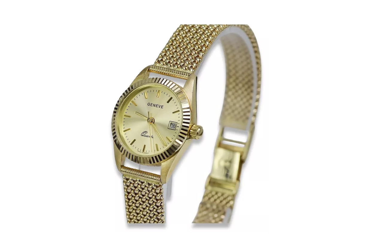 Montre Femme Italienne en Or 14K, Ronde 24mm, Quartz