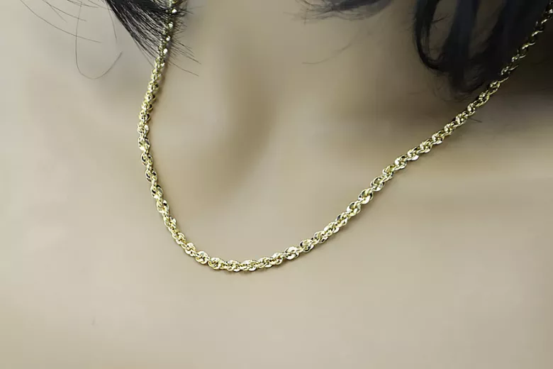 Italian yellow 14k 585 gold Rope Singapore chain cc074y