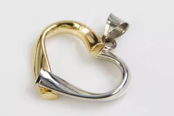 Amarillo blanco 14k 585 oro hermoso corazón colgante cpn013yw