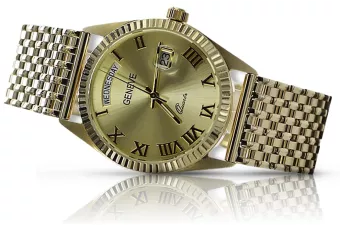 Жълт мъжки часовник злато 14k 585 Geneve mw013ydg&mbw013y