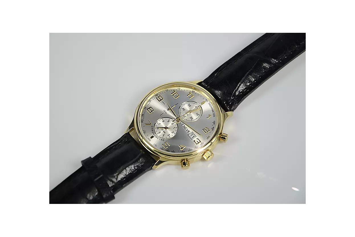 Yellow 14k 585 gold men's watch Geneve mw005y