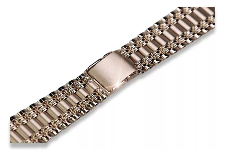 Brazalete de reloj para hombre de oro rosa 14K 20mm