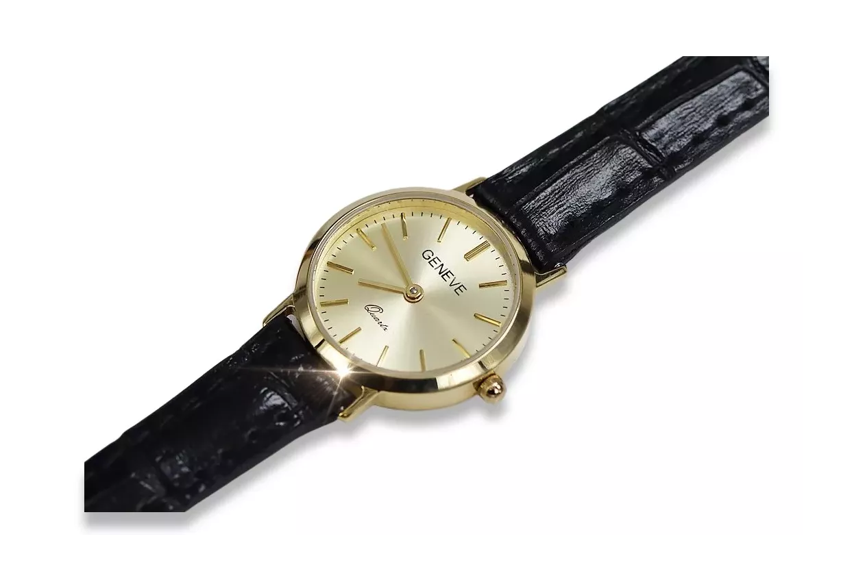 Gold men's watch Geneve ★ zlotychlopak.pl ★ Gold purity 585 333 Low Price!