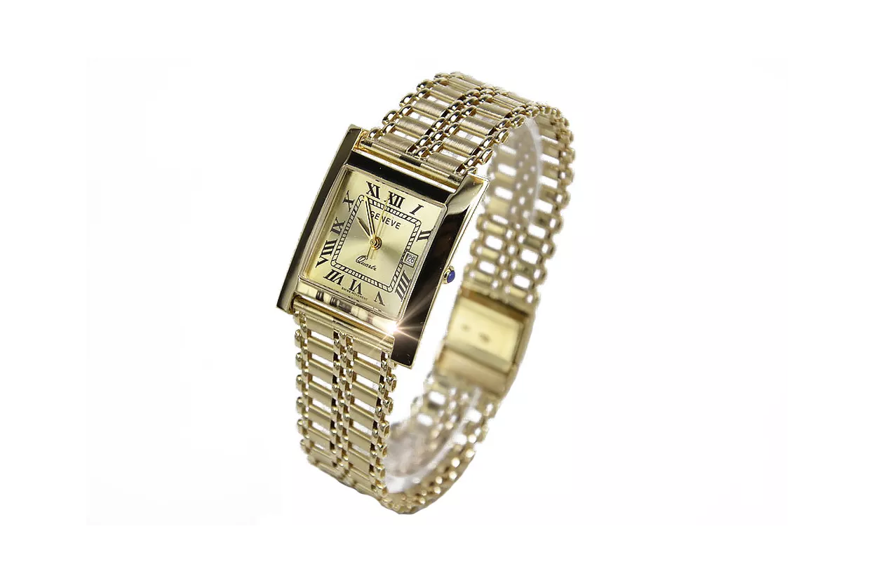 Gold men's watch Geneve ★ zlotychlopak.pl ★ Gold purity 585 333 Low Price!