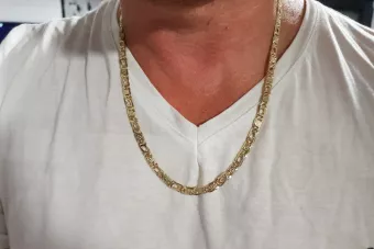 Жълт 14k 585 злато  Tiger eye chain cc031y