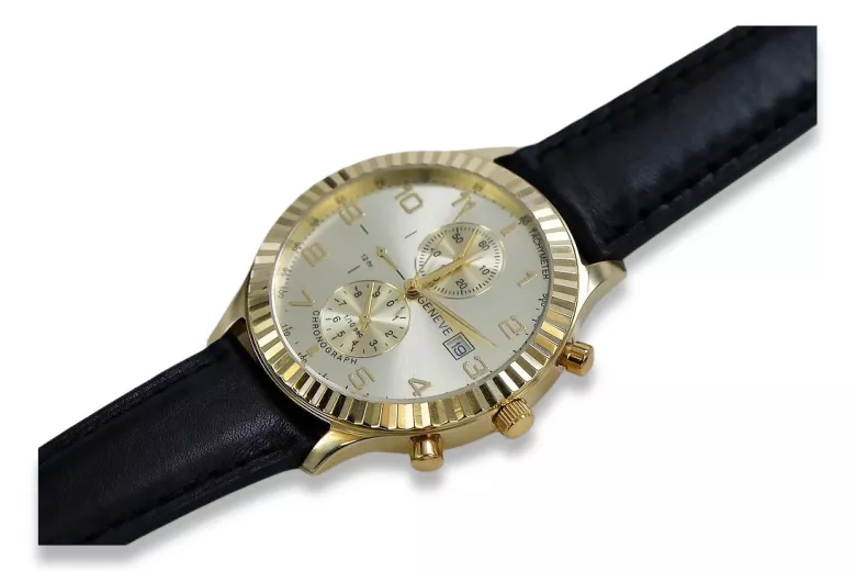 Reloj de oro para hombre Geneve ★ zlotychlopak.pl ★ Pureza de oro 585 333 Precio bajo!