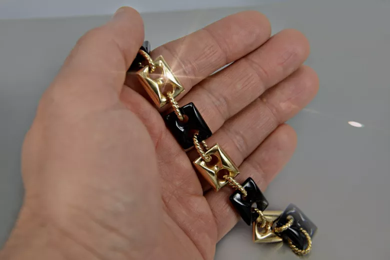 Bracelet onyx jaune italien 14k 585 or cb102y