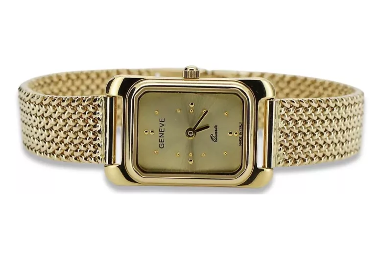 Gold men's watch Geneve ★ zlotychlopak.pl ★ Gold purity 585 333 Low Price!