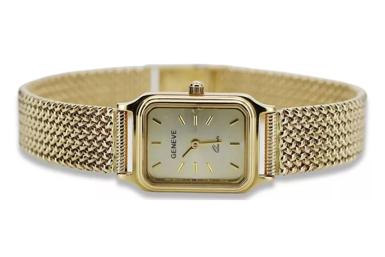 Gold men's watch Geneve ★ zlotychlopak.pl ★ Gold purity 585 333 Low Price!