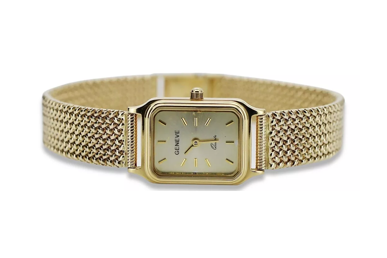 Gold men's watch Geneve ★ zlotychlopak.pl ★ Gold purity 585 333 Low Price!