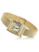 Ceas de aur 14K pentru femei, Rectangular, Italian, Zirconiu